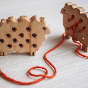 Wooden Sheep Toy, Wooden Lacing Toy, Toddler Wood Toy, Educational Toy, Sewing Toy, Wooden Toys, Learning toys, Threading Toy, Lacing toys