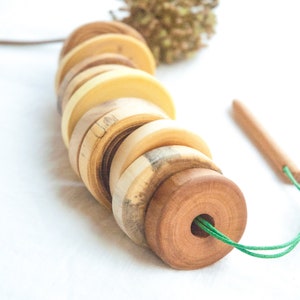 Wooden lacing toy Waldorf lacing toyMontessori materials Education sewing toy Wooden rustic toy Baby wood toy Toddler toy  Baby shower gift