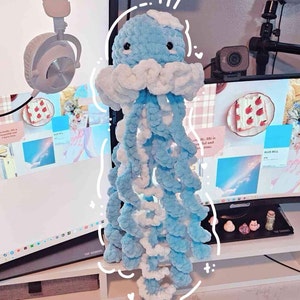 Crochet Jellyfish Plushie | Crochet Stuffed Jellyfish | Jellyfish Amigurumi Handmade Décor | Crochet Sea Creature Gift Idea
