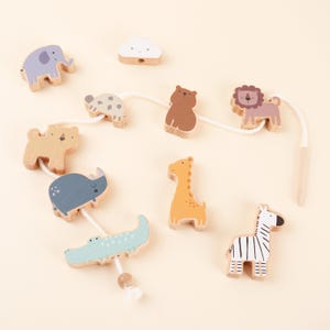 Animal Wooden Threading Lacing Toy,Montessori Toy,Learning toys, Threading Toy,Wood Lacing Beads Toy, Toddler Gift